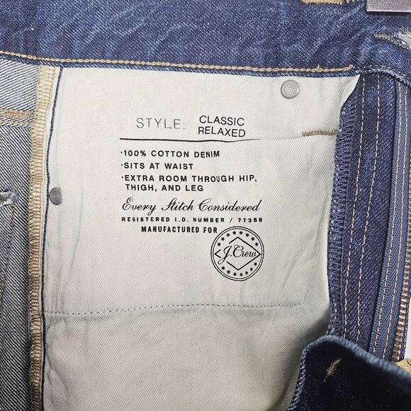 NWT J. Crew Classic Relaxed Men's Deep Wash 100% Cotton Denim Jeans Size 29 x 32 - Picture 6 of 8